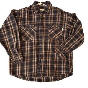 Kilimanjaro Shirt Mens XL Black Brown Plaid Flannel Button Down Long Sleeve